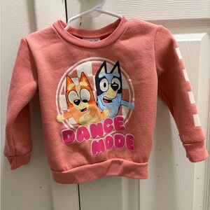 Bluey Dance Mode Pink and White Checkered Sweatshirt for Kids